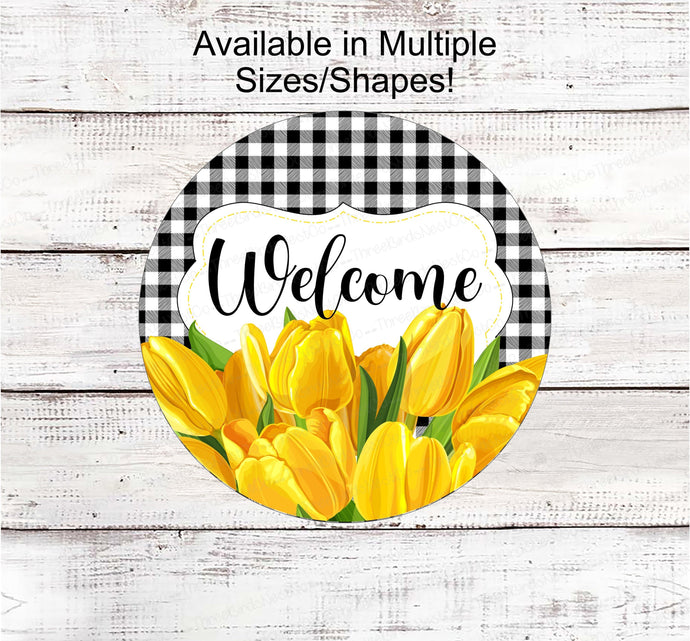 Welcome Wreath Sign - Tulip Sign - Tulips Wreath - Tulip Wreath - Spring Wreath Signs - Summer Wreath Signs