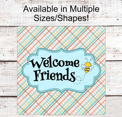 Bee Welcome Sign - Wreath Sign - Bumble Bee Sign - Bumble Bee Wreath - Spring Wreath - Welcome Spring Wreath - Welcome Spring Sign