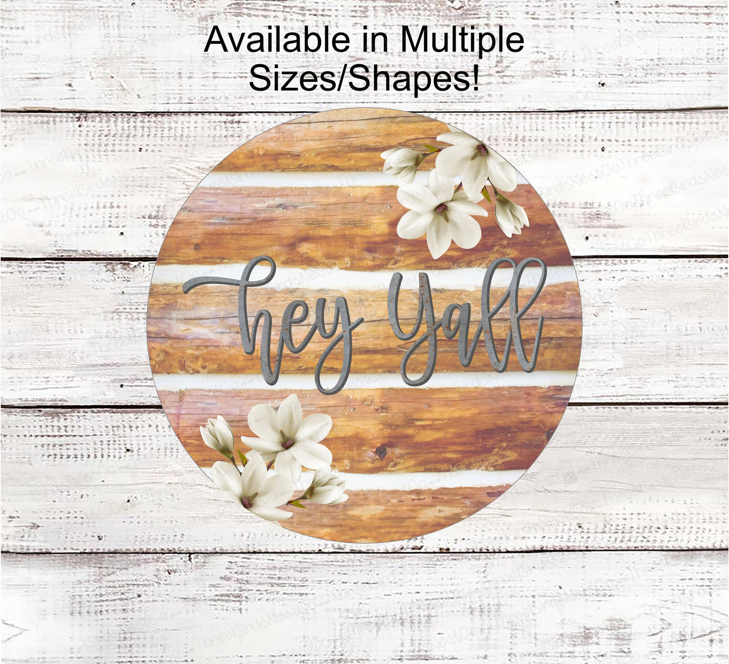 Farmhouse Wreath Sign - Hey Yall Sign - Log Home Decor - Magnoia Sign - Farm Wreaths Signs - Farmhouse Sign - Rustic Wreath Sign