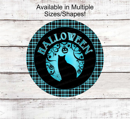 Halloween Wreath Signs - Black Cat Sign - Black Cat Halloween - Spooky Sign - Halloween Signs - Halloween Cat