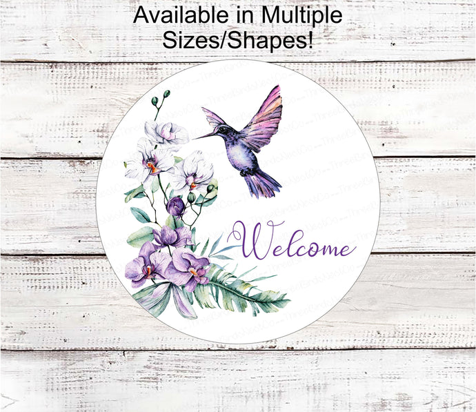 Welcome Wreath Sign - Hummingbird Sign - Spring Wreath Signs - Summer Wreath Signs