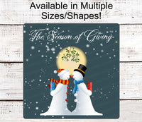 
              Snowman Sign - Snowman couple Sign - Welcome Wreath Sign - Christmas Sign - Christmas Gifts - Mistletoe Sign
            