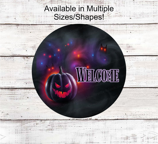 Halloween Wreath Signs - Jack O Lantern Sign - Black Cat Sign - Black Cat Halloween - Spooky Sign - Halloween Signs