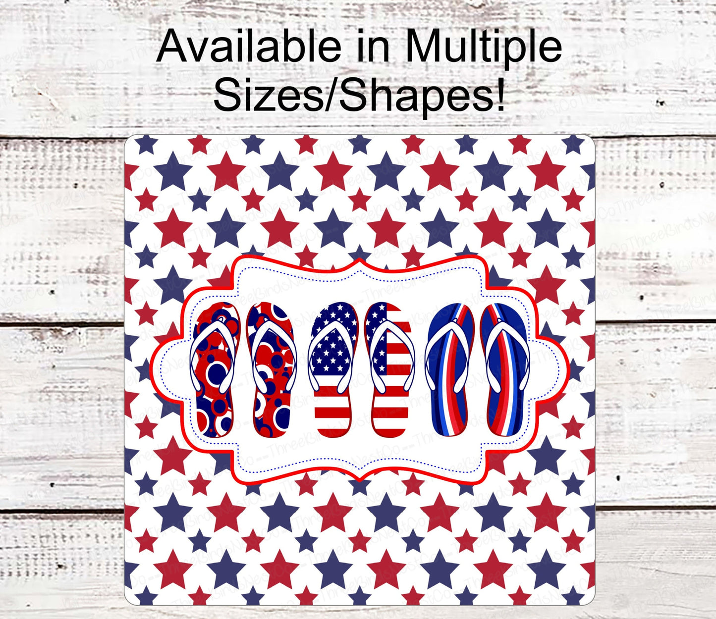 Patriotic Wreath Sign - Flip Flops Sign - Patriotic Welcome Sign - Patriotic Signs for Wreath - 4th of July Signs
