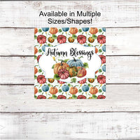 Autumn Blessings - Fall Welcome Sign - Thanksgiving Sign - Fall Wreath Sign - Pumpkin Sign - Autumn Wreath - Autumn Sign - Fall Floral