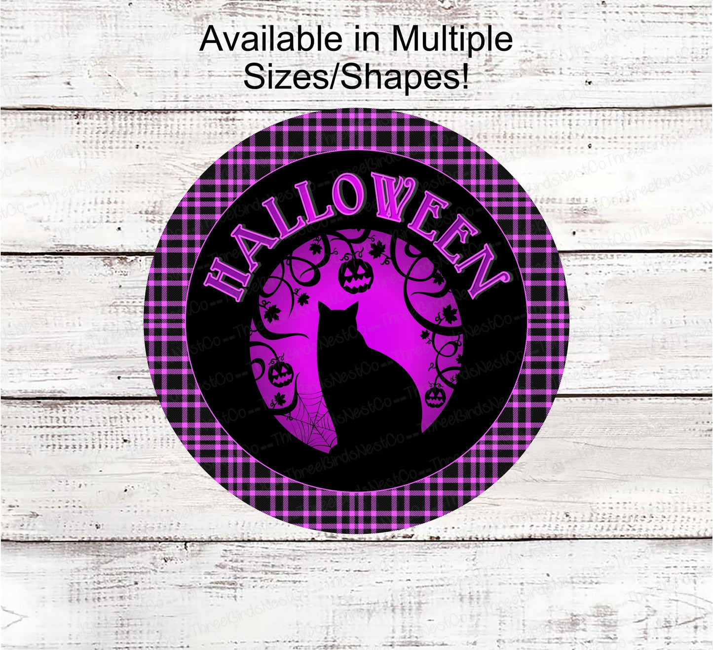 Halloween Wreath Signs - Black Cat Sign - Black Cat Halloween - Spooky Sign - Halloween Signs - Halloween Cat