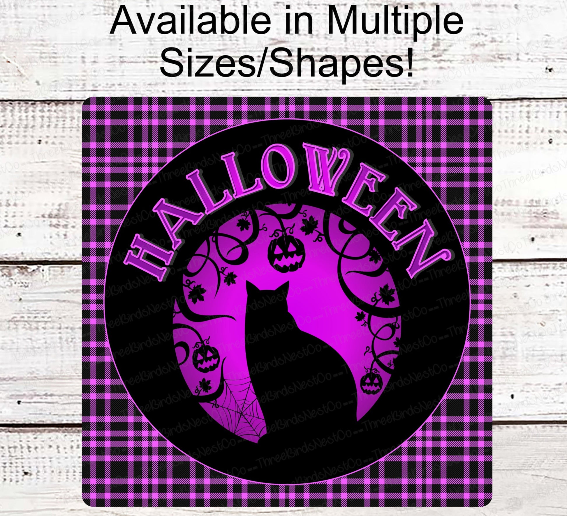 Halloween Wreath Signs - Black Cat Sign - Black Cat Halloween - Spooky Sign - Halloween Signs - Halloween Cat