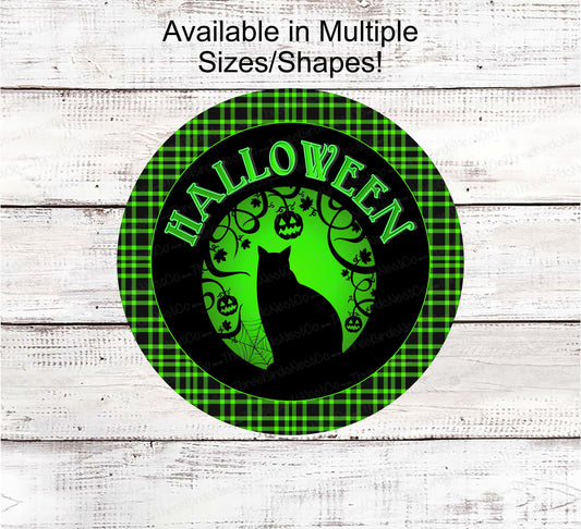 Halloween Wreath Signs - Black Cat Sign - Black Cat Halloween - Spooky Sign - Halloween Signs - Halloween Cat