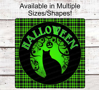 Halloween Wreath Signs - Black Cat Sign - Black Cat Halloween - Spooky Sign - Halloween Signs - Halloween Cat