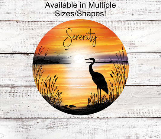 Beach Wreath Sign - Crane Sign - Heron Sign - Heron Welcome Sign - Beach Welcome Sign - Nautical Sign