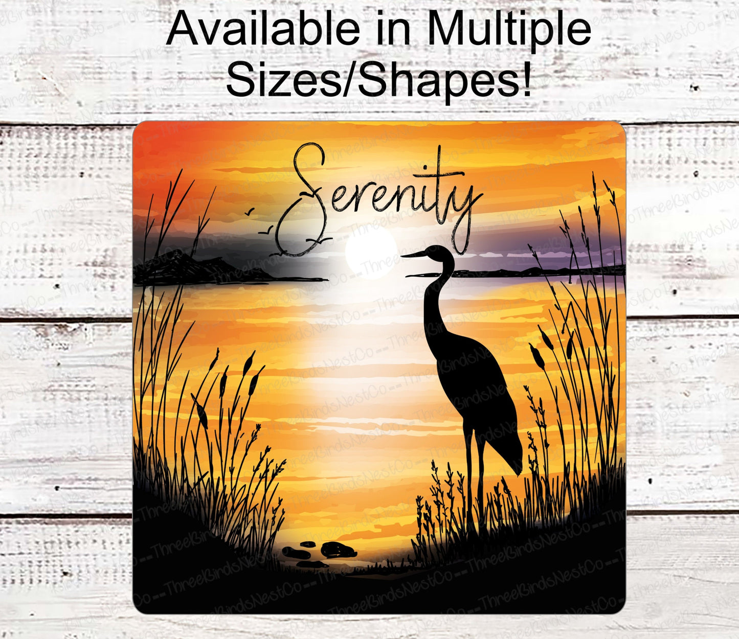 Beach Wreath Sign - Crane Sign - Heron Sign - Heron Welcome Sign - Beach Welcome Sign - Nautical Sign