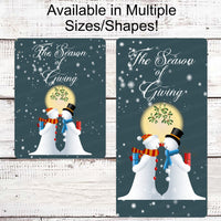 Snowman Sign - Snowman couple Sign - Welcome Wreath Sign - Christmas Sign - Christmas Gifts - Mistletoe Sign