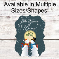 Snowman Sign - Snowman couple Sign - Welcome Wreath Sign - Christmas Sign - Christmas Gifts - Mistletoe Sign