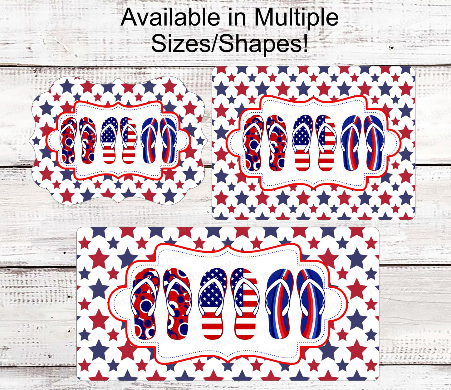 Patriotic Wreath Sign - Flip Flops Sign - Patriotic Welcome Sign - Patriotic Signs for Wreath - 4th of July Signs