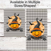Happy Halloween Sign - Halloween Welcome Sign - Jack O Lantern Sign - Witch Hat Sign - Spooky Sign
