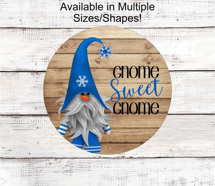 Gnome Sweet Gnome Sign - Winter Gnome Sign - Christmas Gnome - Snowflake Gnome - Winter Welcome Sign - Rustic Gnome