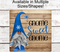 
              Gnome Sweet Gnome Sign - Winter Gnome Sign - Christmas Gnome - Snowflake Gnome - Winter Welcome Sign - Rustic Gnome
            