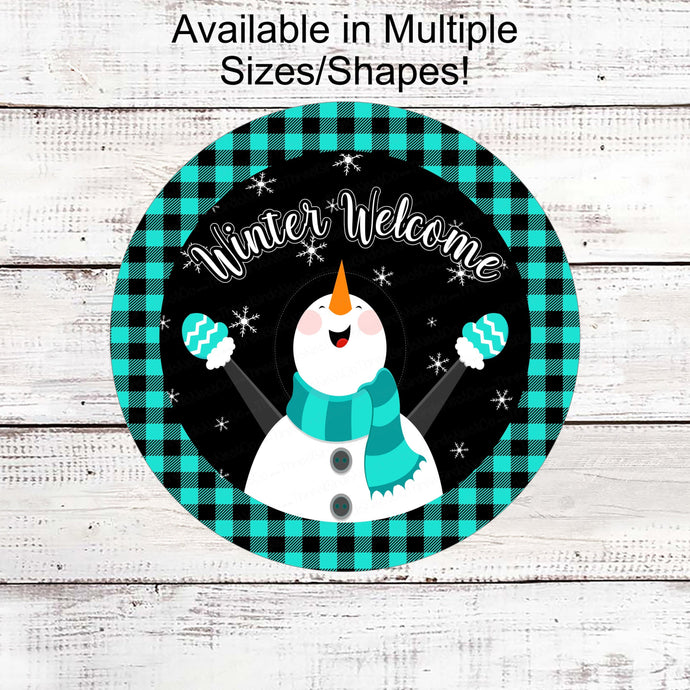 Snowman Sign - Snowman Welcome Sign - Welcome Wreath Sign - Welcome Winter Sign - Winter Welcome Sign - Welcome Wreath Signs