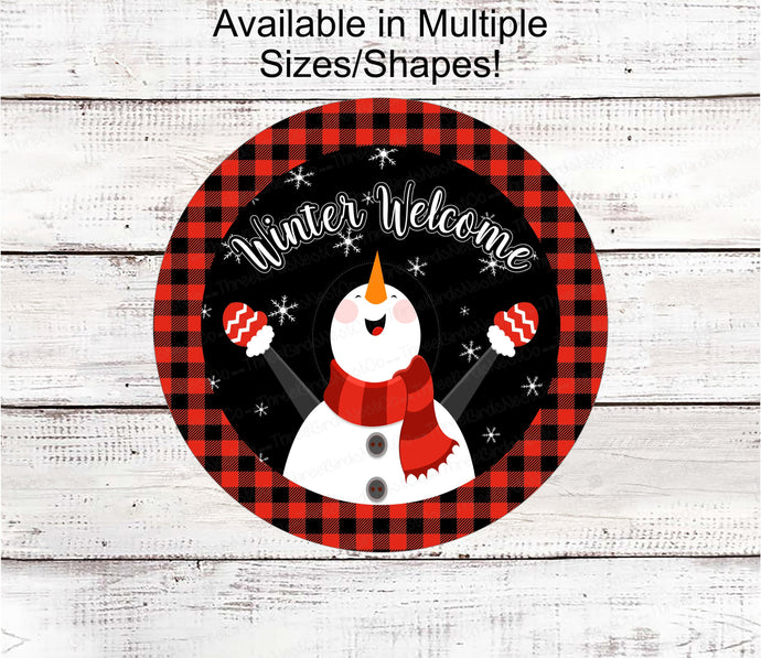 Snowman Sign - Snowman Welcome Sign - Welcome Wreath Sign - Welcome Winter Sign - Winter Welcome Sign - Welcome Wreath Signs