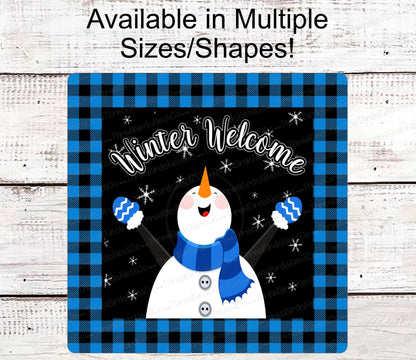 Snowman Sign - Snowman Welcome Sign - Welcome Wreath Sign - Welcome Winter Sign - Winter Welcome Sign - Welcome Wreath Signs