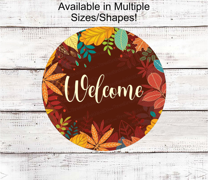 Fall Welcome Sign - Welcome Fall Sign - Thanksgiving Sign - Fall Leaves Sign - Autumn Sign - Fall Floral