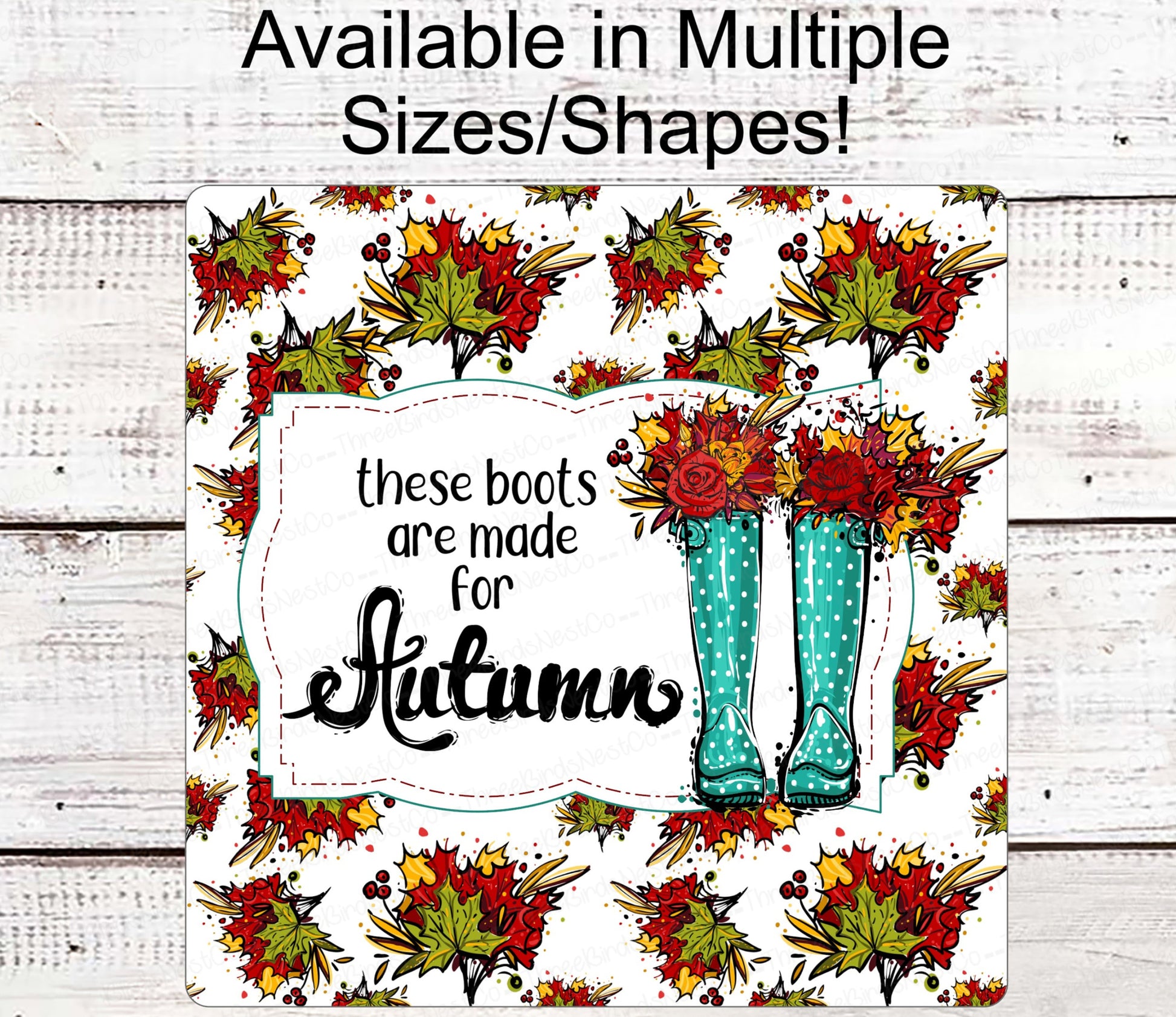 Fall Welcome Sign - Fall Wreath Sign - Fall Boots Sign - Autumn Leaves Sign - Autumn Sign