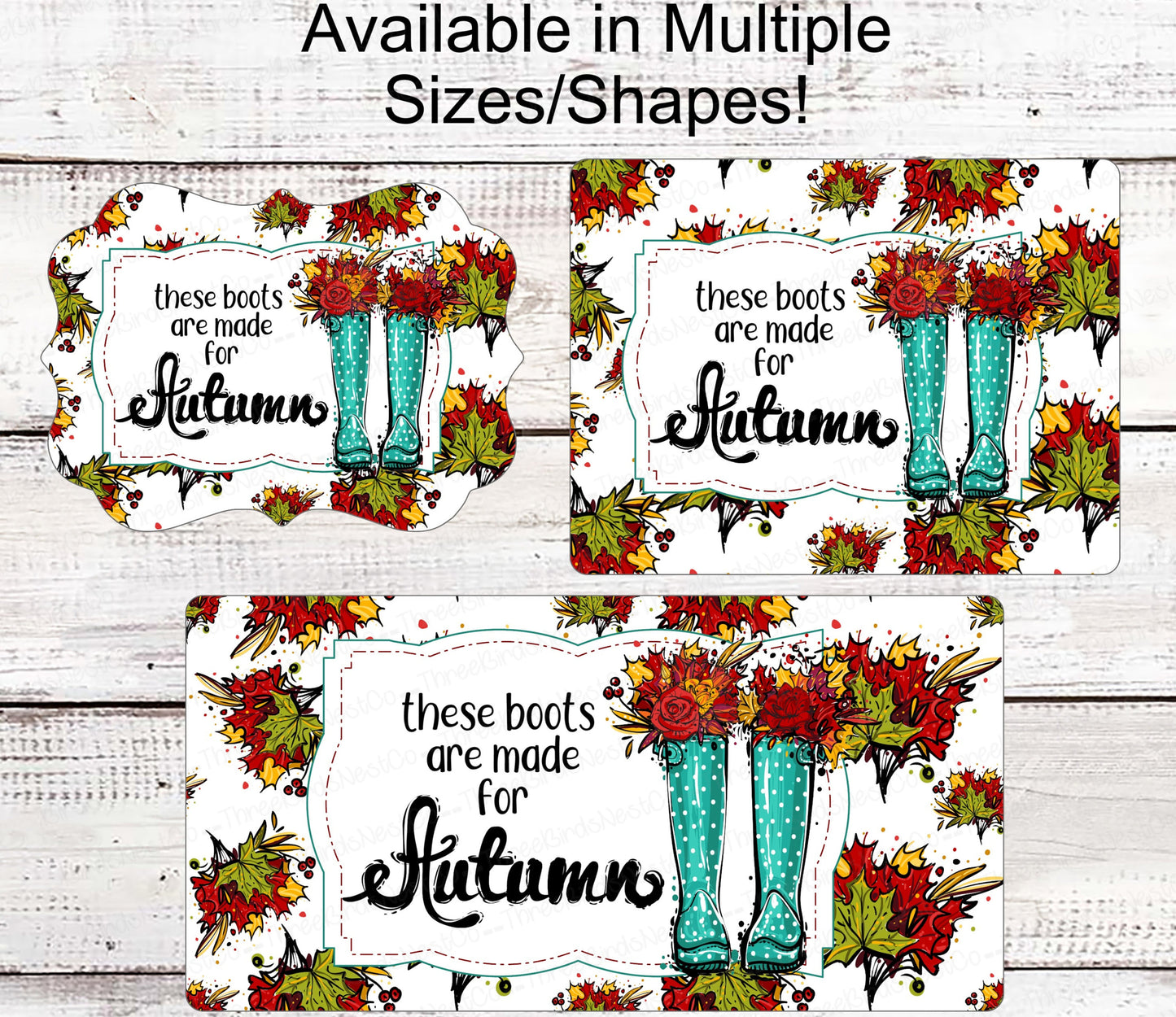 Fall Welcome Sign - Fall Wreath Sign - Fall Boots Sign - Autumn Leaves Sign - Autumn Sign