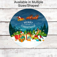 Christmas Wreath Signs - Believe in the Magic Sign - Santa Signs - Santas Sleigh - Reindeer Sign - Christmas Signs - Merry Christmas Sign