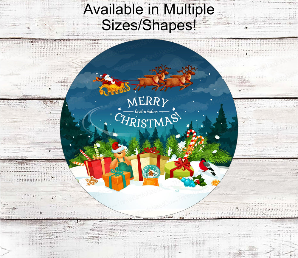 Christmas Wreath Signs - Believe in the Magic Sign - Santa Signs - Santas Sleigh - Reindeer Sign - Christmas Signs - Merry Christmas Sign