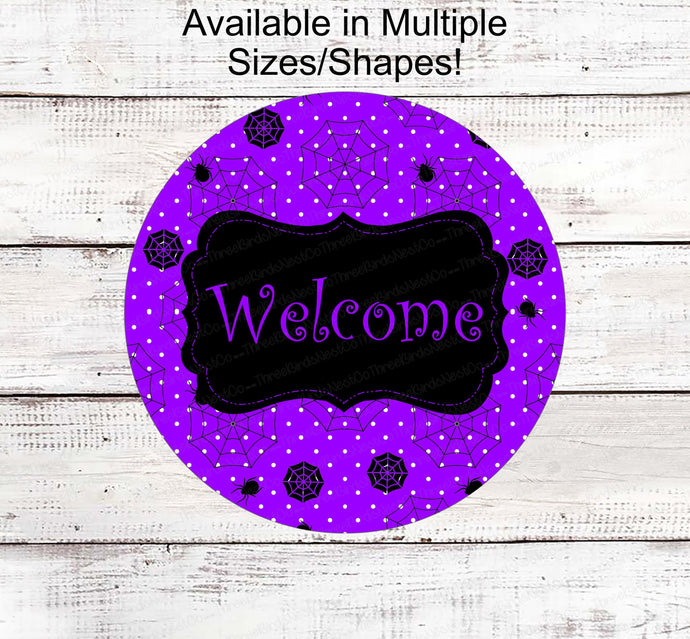 Happy Halloween Sign - Halloween Welcome Sign - Jack O Lantern Sign - Witch Hat Sign - Spooky Sign - Black Cat Sign -  Spider Sign