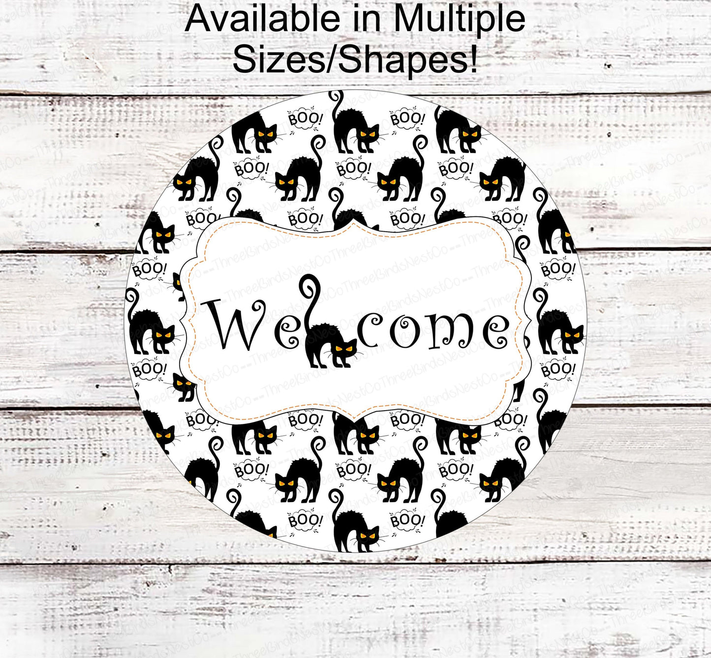 Halloween Wreath Signs - Halloween Welcome Sign - Black Cat Sign - Black Cat Halloween - Spooky Sign - Halloween Signs - Boo Sign