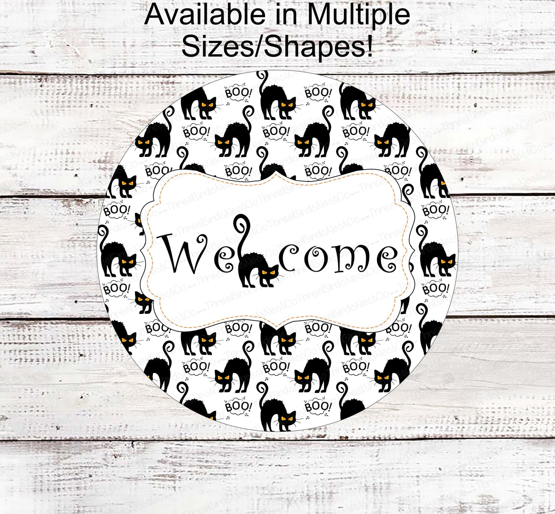 Halloween Wreath Signs - Halloween Welcome Sign - Black Cat Sign - Black Cat Halloween - Spooky Sign - Halloween Signs - Boo Sign