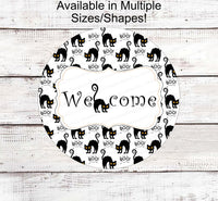 
              Halloween Wreath Signs - Halloween Welcome Sign - Black Cat Sign - Black Cat Halloween - Spooky Sign - Halloween Signs - Boo Sign
            