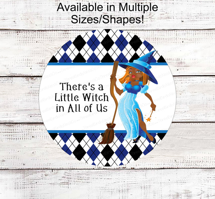 Halloween Wreath Signs - Witch Sign - Black Girl - Black Witch - Halloween Wreath Attachments - Halloween Decor - African American Art
