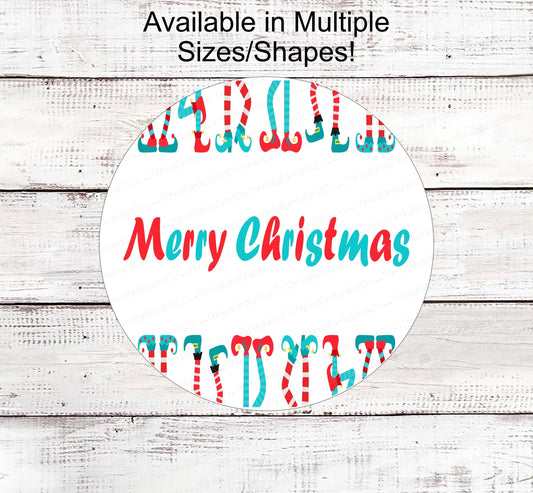 Elf Legs Sign - Christmas Wreath Signs - Christmas Elf Sign - Believe Sign - Christmas Signs - Winter Sign