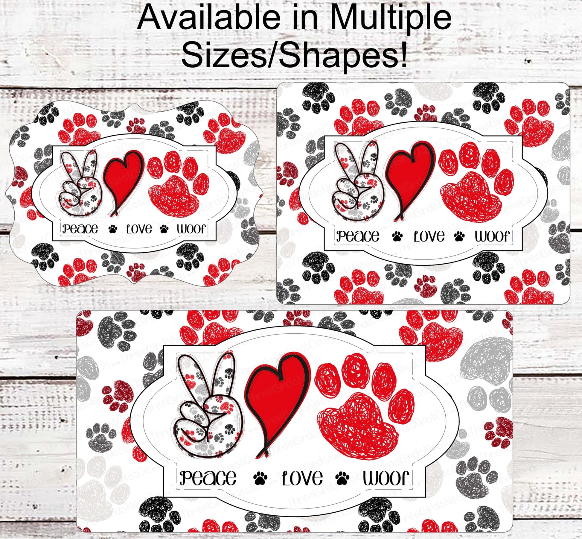 Peace Love Woof - Dog Welcome Sign - Dog Sign - Paw Prints Sign - Welcome Wreath Sign