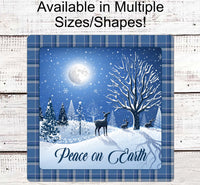 
              Peace on Earth Sign - Winter Welcome Sign - Christmas Wreath Sign - Deer Sign - Woodland Sign - Snowy Sign
            