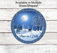 
              Peace on Earth Sign - Winter Welcome Sign - Christmas Wreath Sign - Deer Sign - Woodland Sign - Snowy Sign
            