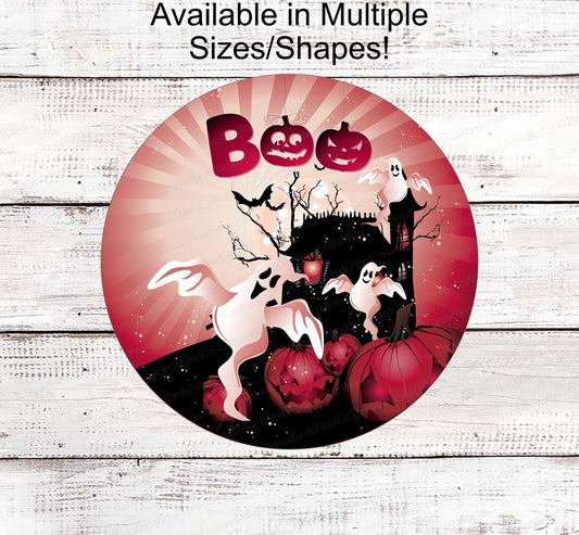 Halloween Wreath Signs - Jack O Lantern Sign - Ghost Sign - Haunted House Sign - Spooky Sign - Boo Sign