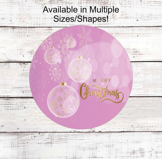 Christmas Wreath Signs - Christmas Signs - Pink Christmas Sign - Christmas Ornaments - Christmas Ornaments Signs - Pink Christmas Decor