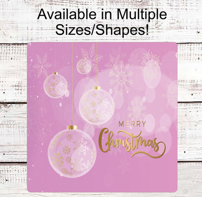Christmas Wreath Signs - Christmas Signs - Pink Christmas Sign - Christmas Ornaments - Christmas Ornaments Signs - Pink Christmas Decor