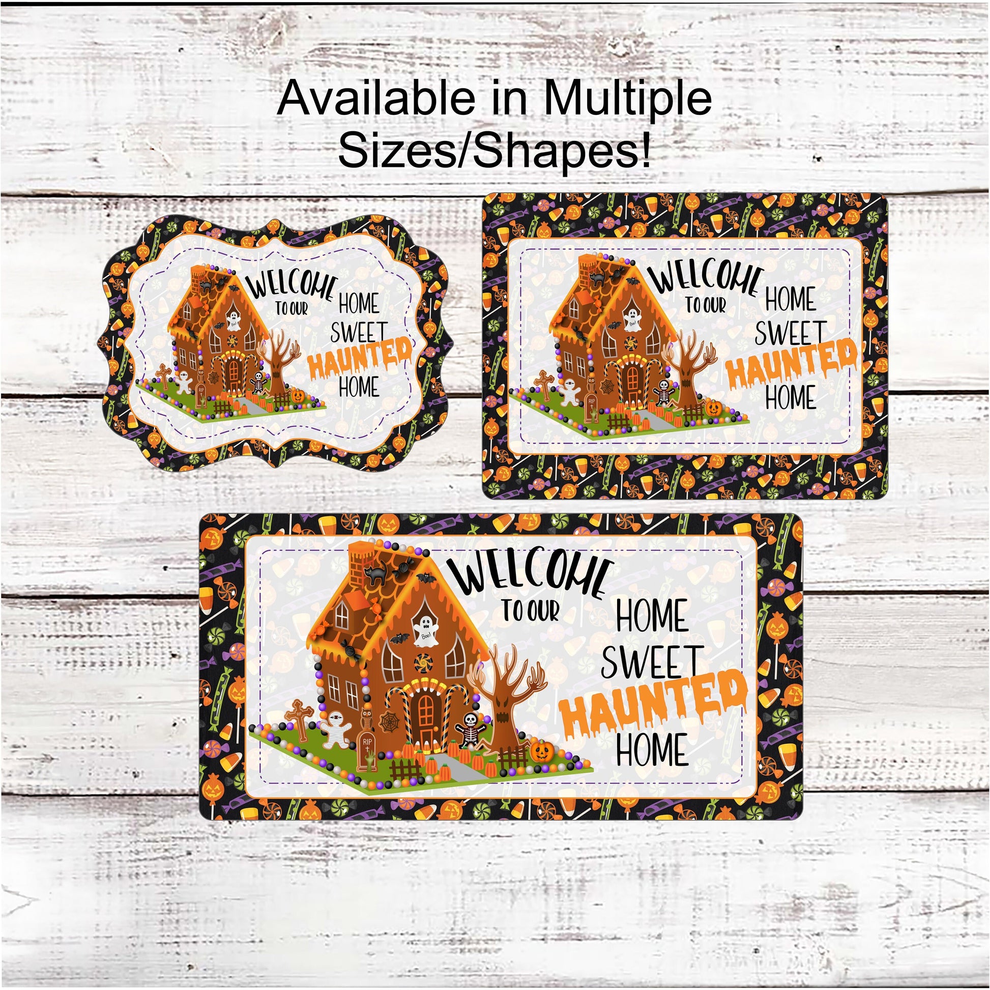 Halloween Wreath Sign - Haunted House Sign - Halloween Gingerbread - Happy Halloween Sign - Haunted Home - Halloween Candy