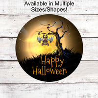 Happy Halloween Sign - Hanging Bat Sign - Spooky Halloween Sign