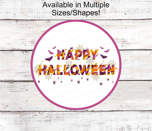 Happy Halloween Sign - Halloween Word Art - Bats Sign - Pastel Halloween
