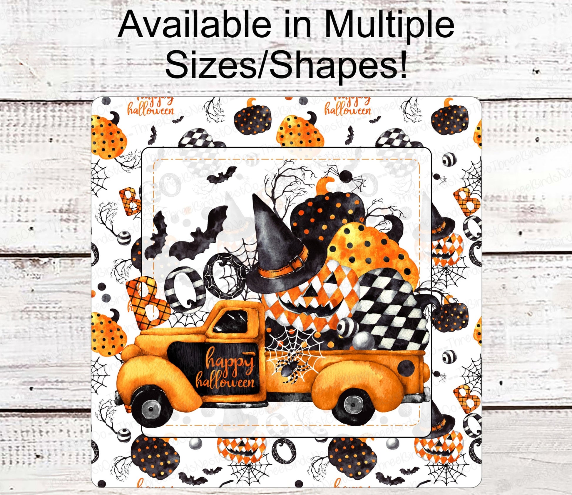 Happy Halloween Sign - Boo Sign - Halloween Truck Sign - Witch Hat Sign