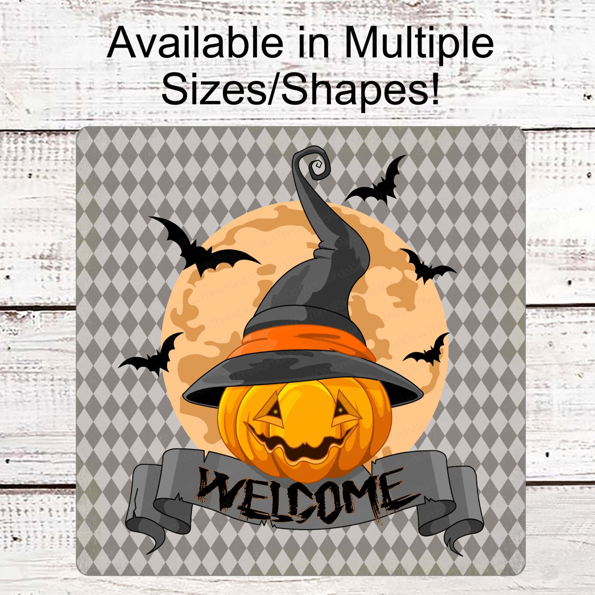 Happy Halloween Sign - Halloween Welcome Sign - Jack O Lantern Sign - Witch Hat Sign - Spooky Sign