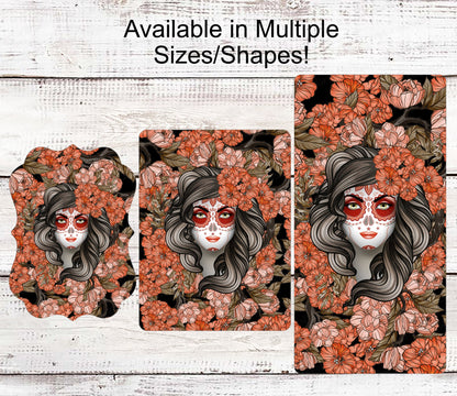 La Catrina - Halloween Signs - Día de Muertos - Calavera - Zombie Sign - Day of the Dead Decor - Sugar Skull Sign - Roses Sign - Macabre