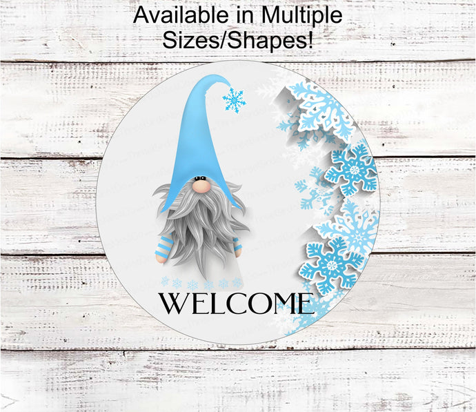 Christmas Welcome Sign - Winter Gnome Sign - Christmas Gnome - Snowflake Gnome - Winter Welcome Sign - Rustic Gnome