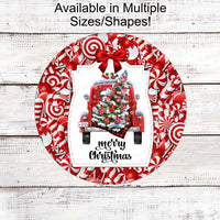 Christmas Truck Signs- Red Truck Sign - Christmas Wreath Signs - Christmas Candy Sign