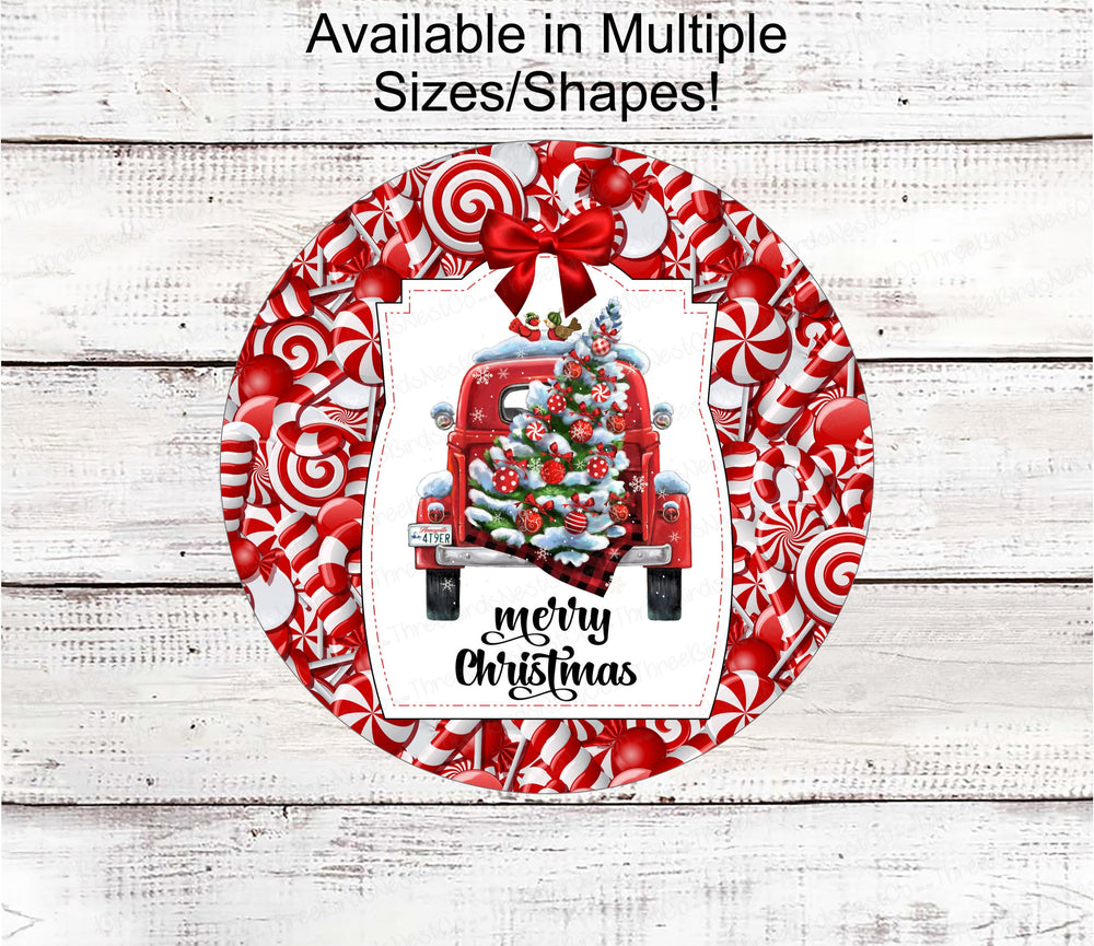 Christmas Truck Signs- Red Truck Sign - Christmas Wreath Signs - Christmas Candy Sign